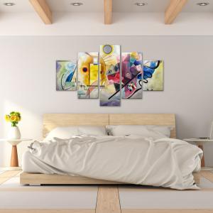 Quadro moderno 5 pezzi su tela Grande Vogue 105x160 cm Giallo Rosso Blu del brand Lupia, categoria: Arredo e decorazioni > Quadri e Tele > Quadri a pannelli.