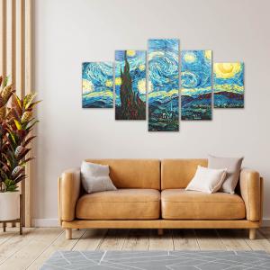 Quadro moderno 5 pezzi su tela Grande Vogue 105x160 cm Notte Stellata del brand Lupia, categoria: Arredo e decorazioni > Quadri e Tele > Quadri a pannelli.