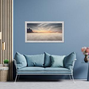 Quadro moderno, per soggiorno camera da letto, con cornice BOSTON colore GREY, 60x110 cm, DESERT LANDSCAPE stampa su pannello in legno, stile paesaggio del brand Lupia, categoria: Arredo e decorazioni > Quadri e Tele > Quadri su Legno.