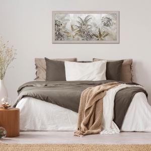 Quadro moderno, per soggiorno camera da letto, con cornice BOSTON colore BEIGE, 60x110 cm, GOLD TROPICAL stampa su pannello in legno, stile floreale blu e oro del brand Lupia, categoria: Arredo e decorazioni > Quadri e Tele > Quadri con cornice.