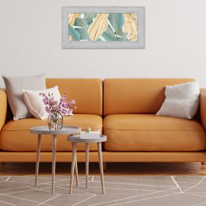 Quadro moderno, per soggiorno camera da letto, con cornice BOSTON colore GREY, 28x57 cm, LUXURY LEAVES stampa su pannello in legno, stile naturale tropicale del brand Lupia, categoria: Arredo e decorazioni > Quadri e Tele > Quadri su Legno.