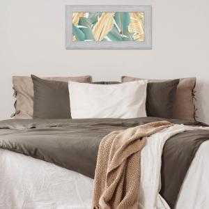 Quadro moderno, per soggiorno camera da letto, con cornice BOSTON colore GREY, 28x57 cm, LUXURY LEAVES stampa su pannello in legno, stile naturale tropicale del brand Lupia, categoria: Arredo e decorazioni > Quadri e Tele > Quadri su Legno.