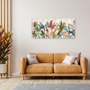 Lupia - Quadro moderno su Tela Canvas DEEP 65x143 cm BANANA LEAVES BEIGE, Tela Cotone, Stampa, Made in Italy, Telaio in Legno, casa, soggiorno, capezzale camera da letto, hotel, ufficio del brand Lupia, categoria: Arredo e decorazioni > Quadri e Tele > Quadri su tela.