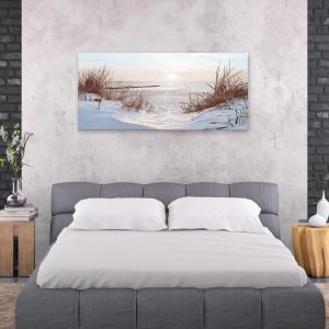 Lupia - Quadro moderno su Tela Canvas DEEP 65x143 cm TRAMONTO CON DUNE, Tela Cotone, Stampa, Made in Italy, Telaio in Legno, casa, soggiorno, capezzale camera da letto, hotel, ufficio del brand Lupia, categoria: Arredo e decorazioni > Quadri e Tele > Quadri su tela.