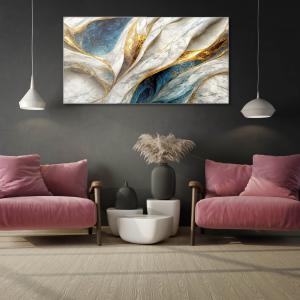 Lupia Quadro Moderno Stampa su Vetro Temperato FLUID GOLD BLUE effetto marmo 73x139 cm, Alta Definizione e Lucentezza di Colori, Design Elegante per Soggiorno, Camera, Ufficio, Facile da Appendere del brand Lupia, categoria: Arredo e decorazioni > Quadri e Tele > Quadri su vetro.