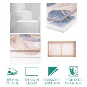 Lupia - Quadro moderno su Tela con Cornice stampata, NEWEXT 75x135 cm LEAVES WHITE BLUE BEIGE, stampa tela in cotone e cornice legno mdf, soggiorno, camera da letto, cucina, ufficio del brand Lupia, categoria: Arredo e decorazioni > Quadri e Tele > Quadri con cornice.