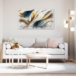 Lupia - Quadro moderno su Tela con Cornice stampata, NEWEXT 75x135 cm FLUID GOLD BLUE, stampa tela in cotone e cornice legno mdf, soggiorno, camera da letto, cucina, ufficio del brand Lupia, categoria: Arredo e decorazioni > Quadri e Tele > Quadri su tela.