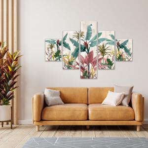 Lupia - Quadro moderno 5 pezzi su tela pvc, Grande Vogue, BANANA LEAVES BEIGE, 105x160 cm, Stampe ad alta risoluzione, Facili da appendere, Ideale per soggiorno, camera da letto, Made in Italy del brand Lupia, categoria: Arredo e decorazioni > Quadri e Tele > Quadri su tela.