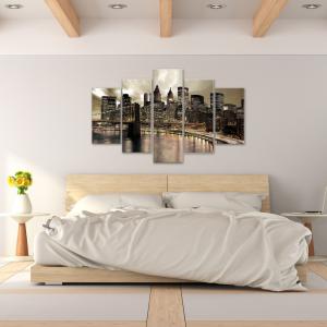 Lupia - Quadro moderno 5 pezzi su tela pvc, Grande Vogue, BRIDGE AT NIGHT, 105x160 cm, Stampe ad alta risoluzione, Facili da appendere, Ideale per soggiorno, camera da letto, Made in Italy del brand Lupia, categoria: Arredo e decorazioni > Quadri e Tele > Quadri su tela.