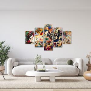 Lupia - Quadro moderno 5 pezzi su tela pvc, Grande Vogue, COMPOSITION VII, 105x160 cm, Stampe ad alta risoluzione, Facili da appendere, Ideale per soggiorno, camera da letto, Made in Italy del brand Lupia, categoria: Arredo e decorazioni > Quadri e Tele > Quadri su tela.