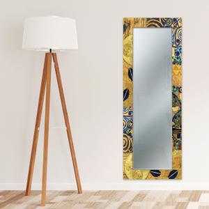 Specchio da parete lungo moderno Mirror Fantasy KLIMT GOLD 52x152 cm con cornice stampata, specchiera per camera da letto, soggiorno, ingresso del brand Lupia, categoria: Complementi d'arredo > Specchi e specchiere > Specchi da parete.