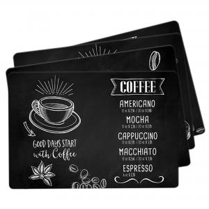 Tovagliette americane lavabili, set da 4 pezzi in PVC rettangolari 31x45 cm, decorate KITCHEN BLACKBOARD lavagna del brand Lupia, categoria: Tavola e cucina > Accessori per la Tavola > Tovagliette americane.