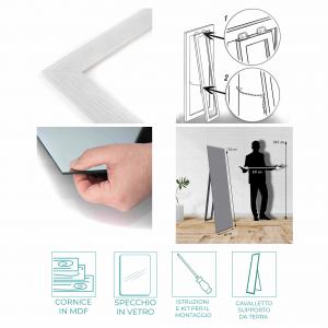 Specchiera da terra mirror con cornice Boston 40x156 cm - Grigia del brand Vorreishop, categoria: Complementi d'arredo > Specchi e specchiere > Specchi da terra.