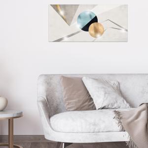 Lupia - Quadro Moderno MONDIE' GEOMETRIC LINE con Stampa Alta Definizione, Lamina Argento o Oro, Adatto a Soggiorno e Camera, Made in Italy, 31x66 cm, poster su Legno del brand Lupia, categoria: Arredo e decorazioni > Quadri e Tele > Quadri su Legno.