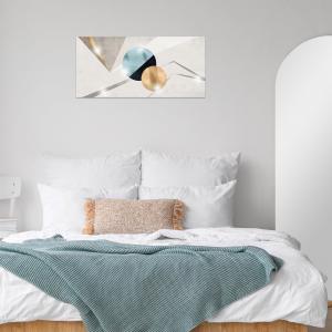 Lupia - Quadro Moderno MONDIE' GEOMETRIC LINE con Stampa Alta Definizione, Lamina Argento o Oro, Adatto a Soggiorno e Camera, Made in Italy, 31x66 cm, poster su Legno del brand Lupia, categoria: Arredo e decorazioni > Quadri e Tele > Quadri su Legno.