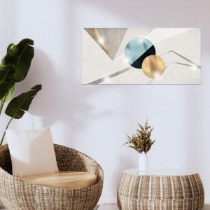 Lupia - Quadro Moderno MONDIE' GEOMETRIC LINE con Stampa Alta Definizione, Lamina Argento o Oro, Adatto a Soggiorno e Camera, Made in Italy, 31x66 cm, poster su Legno del brand Lupia, categoria: Arredo e decorazioni > Quadri e Tele > Quadri su Legno.