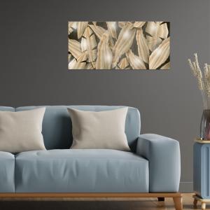 Lupia - Quadro Moderno MONDIE' GOLD TROPICAL LEAVES con Stampa Alta Definizione, Lamina Argento o Oro, Adatto a Soggiorno e Camera, Made in Italy, 31x66 cm, poster su Legno del brand Lupia, categoria: Arredo e decorazioni > Quadri e Tele > Quadri su Legno.