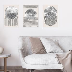 Lupia - Set 3 Quadri Moderni MONDIE' LINES con Stampa Alta Definizione, Lamina Argento o Oro, Adatti a Soggiorno e Camera, Made in Italy, 31x46 cm, poster su Legno del brand Lupia, categoria: Arredo e decorazioni > Quadri e Tele > Quadri su Legno.