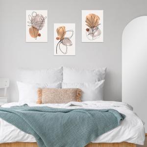 Lupia - Set 3 Quadri Moderni MONDIE' STYLIZED LEAVES con Stampa Alta Definizione, Lamina Argento o Oro, Adatti a Soggiorno e Camera, Made in Italy, 31x46 cm, poster su Legno del brand Lupia, categoria: Arredo e decorazioni > Quadri e Tele > Quadri su Legno.