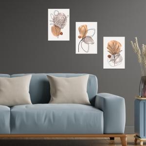 Lupia - Set 3 Quadri Moderni MONDIE' STYLIZED LEAVES con Stampa Alta Definizione, Lamina Argento o Oro, Adatti a Soggiorno e Camera, Made in Italy, 31x46 cm, poster su Legno del brand Lupia, categoria: Arredo e decorazioni > Quadri e Tele > Quadri su Legno.