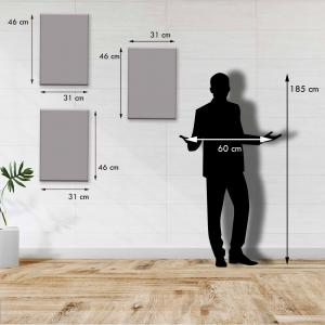 Lupia - Set 3 Quadri Moderni MONDIE' GEOMETRIES 3 con Stampa Alta Definizione, Lamina Argento o Oro, Adatti a Soggiorno e Camera, Made in Italy, 31x46 cm, poster su Legno del brand Lupia, categoria: Arredo e decorazioni > Quadri e Tele > Quadri su Legno.