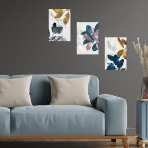 Lupia - Set 3 Quadri Moderni MONDIE' EDEN LEAVES con Stampa Alta Definizione, Lamina Argento o Oro, Adatti a Soggiorno e Camera, Made in Italy, 31x46 cm, poster su Legno del brand Lupia, categoria: Arredo e decorazioni > Quadri e Tele > Quadri su Legno.