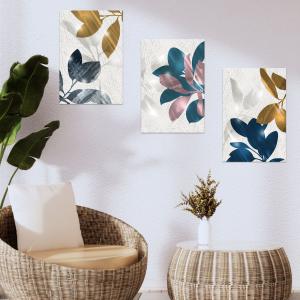 Lupia - Set 3 Quadri Moderni MONDIE' EDEN LEAVES con Stampa Alta Definizione, Lamina Argento o Oro, Adatti a Soggiorno e Camera, Made in Italy, 31x46 cm, poster su Legno del brand Lupia, categoria: Arredo e decorazioni > Quadri e Tele > Quadri su Legno.