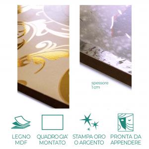 Lupia - Set 3 Quadri Moderni MONDIE' EDEN LEAVES con Stampa Alta Definizione, Lamina Argento o Oro, Adatti a Soggiorno e Camera, Made in Italy, 31x46 cm, poster su Legno del brand Lupia, categoria: Arredo e decorazioni > Quadri e Tele > Quadri su Legno.