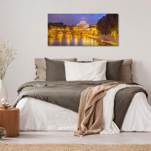Lupia - Quadro moderno su Tela Canvas DEEP 65X143 cm, con paesaggi e localismi italiani, per casa, soggiorno, capezzale camera da letto, hotel, ufficio, ROMA - SAN PIETRO DAL TEVERE NIGHT     del brand Lupia, categoria: Arredo e decorazioni > Quadri e Tele > Quadri cittÃ  e Localismi.