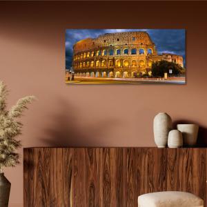 Lupia - Quadro moderno su Tela Canvas DEEP 65X143 cm, con paesaggi e localismi italiani, per casa, soggiorno, capezzale camera da letto, hotel, ufficio, ROMA - COLOSSEUM AND TRAFFIC LIGHTS    del brand Lupia, categoria: Arredo e decorazioni > Quadri e Tele > Quadri cittÃ  e Localismi.