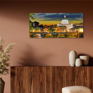 Lupia - Quadro moderno su Tela Canvas DEEP 65X143 cm, con paesaggi e localismi italiani, per casa, soggiorno, capezzale camera da letto, hotel, ufficio, ROMA - SAN PIETRO DA PONTE SANT'ANGELO del brand Lupia, categoria: Arredo e decorazioni > Quadri e Tele > Quadri cittÃ  e Localismi.