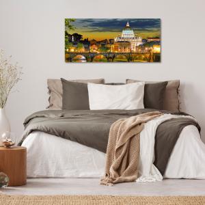 Lupia - Quadro moderno su Tela Canvas DEEP 65X143 cm, con paesaggi e localismi italiani, per casa, soggiorno, capezzale camera da letto, hotel, ufficio, ROMA - SAN PIETRO DA PONTE SANT'ANGELO del brand Lupia, categoria: Arredo e decorazioni > Quadri e Tele > Quadri cittÃ  e Localismi.