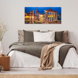 Lupia - Quadro moderno su Tela Canvas DEEP 65X143 cm, con paesaggi e localismi italiani, per casa, soggiorno, capezzale camera da letto, hotel, ufficio, ROMA - FORO ROMANO NIGHT               del brand Lupia, categoria: Arredo e decorazioni > Quadri e Tele > Quadri cittÃ  e Localismi.