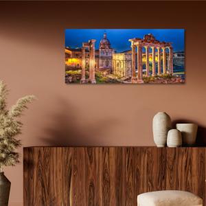 Lupia - Quadro moderno su Tela Canvas DEEP 65X143 cm, con paesaggi e localismi italiani, per casa, soggiorno, capezzale camera da letto, hotel, ufficio, ROMA - FORO ROMANO NIGHT               del brand Lupia, categoria: Arredo e decorazioni > Quadri e Tele > Quadri cittÃ  e Localismi.