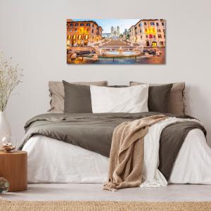 Lupia - Quadro moderno su Tela Canvas DEEP 65X143 cm, con paesaggi e localismi italiani, per casa, soggiorno, capezzale camera da letto, hotel, ufficio, ROMA - PIAZZA DI SPAGNA                del brand Lupia, categoria: Arredo e decorazioni > Quadri e Tele > Quadri cittÃ  e Localismi.