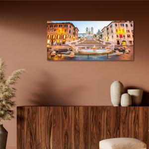 Lupia - Quadro moderno su Tela Canvas DEEP 65X143 cm, con paesaggi e localismi italiani, per casa, soggiorno, capezzale camera da letto, hotel, ufficio, ROMA - PIAZZA DI SPAGNA                del brand Lupia, categoria: Arredo e decorazioni > Quadri e Tele > Quadri cittÃ  e Localismi.