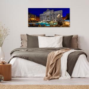 Lupia - Quadro moderno su Tela Canvas DEEP 65X143 cm, con paesaggi e localismi italiani, per casa, soggiorno, capezzale camera da letto, hotel, ufficio, ROMA - FONTANA DI TREVI NIGHT          del brand Lupia, categoria: Arredo e decorazioni > Quadri e Tele > Quadri cittÃ  e Localismi.