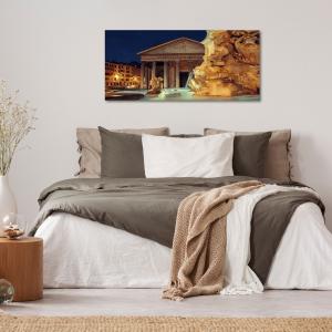Lupia - Quadro moderno su Tela Canvas DEEP 65X143 cm, con paesaggi e localismi italiani, per casa, soggiorno, capezzale camera da letto, hotel, ufficio, ROMA - PANTHEON CON FONTANA NOTTE      del brand Lupia, categoria: Arredo e decorazioni > Quadri e Tele > Quadri cittÃ  e Localismi.