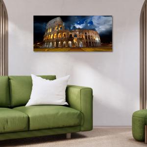 Lupia - Quadro moderno su Tela Canvas DEEP 65X143 cm, con paesaggi e localismi italiani, per casa, soggiorno, capezzale camera da letto, hotel, ufficio, ROMA - COLISEUM BY NIGHT               del brand Lupia, categoria: Arredo e decorazioni > Quadri e Tele > Quadri cittÃ  e Localismi.