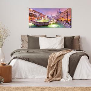 Lupia - Quadro moderno su Tela Canvas DEEP 65X143 cm, con paesaggi e localismi italiani, per casa, soggiorno, capezzale camera da letto, hotel, ufficio, ROMA - PIAZZA NAVONA FONTANA NETTUNO   del brand Lupia, categoria: Arredo e decorazioni > Quadri e Tele > Quadri cittÃ  e Localismi.