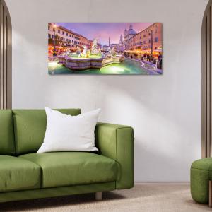 Lupia - Quadro moderno su Tela Canvas DEEP 65X143 cm, con paesaggi e localismi italiani, per casa, soggiorno, capezzale camera da letto, hotel, ufficio, ROMA - PIAZZA NAVONA FONTANA NETTUNO   del brand Lupia, categoria: Arredo e decorazioni > Quadri e Tele > Quadri cittÃ  e Localismi.