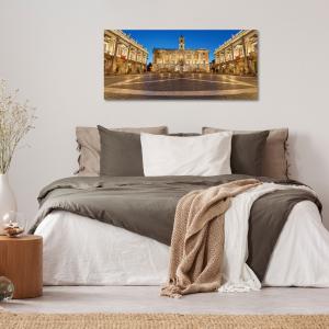 Lupia - Quadro moderno su Tela Canvas DEEP 65X143 cm, con paesaggi e localismi italiani, per casa, soggiorno, capezzale camera da letto, hotel, ufficio, ROMA - PIAZZA DEL CAMPIDOGLIO SERA     del brand Lupia, categoria: Arredo e decorazioni > Quadri e Tele > Quadri cittÃ  e Localismi.
