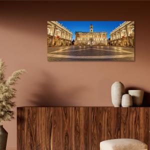 Lupia - Quadro moderno su Tela Canvas DEEP 65X143 cm, con paesaggi e localismi italiani, per casa, soggiorno, capezzale camera da letto, hotel, ufficio, ROMA - PIAZZA DEL CAMPIDOGLIO SERA     del brand Lupia, categoria: Arredo e decorazioni > Quadri e Tele > Quadri cittÃ  e Localismi.
