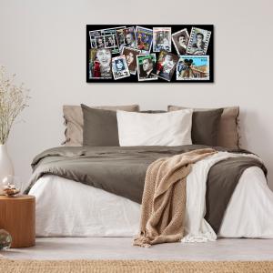 Lupia - Quadro moderno su Tela Canvas DEEP 65X143 cm, con paesaggi e localismi italiani, per casa, soggiorno, capezzale camera da letto, hotel, ufficio, ROMA - FRANCOBOLLI PERSONAGGI          del brand Lupia, categoria: Arredo e decorazioni > Quadri e Tele > Quadri cittÃ  e Localismi.