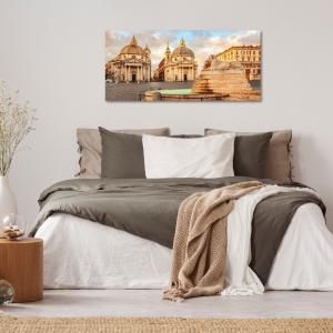Lupia - Quadro moderno su Tela Canvas DEEP 65X143 cm, con paesaggi e localismi italiani, per casa, soggiorno, capezzale camera da letto, hotel, ufficio, ROMA - PIAZZA POPOLO-CHIESA ARTISTI    del brand Lupia, categoria: Arredo e decorazioni > Quadri e Tele > Quadri cittÃ  e Localismi.