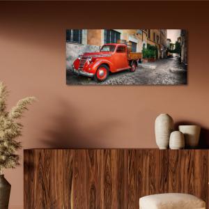 Lupia - Quadro moderno su Tela Canvas DEEP 65X143 cm, con paesaggi e localismi italiani, per casa, soggiorno, capezzale camera da letto, hotel, ufficio, ROMA - TRASTEVERE-CAMIONCINO ROSSO     del brand Lupia, categoria: Arredo e decorazioni > Quadri e Tele > Quadri cittÃ  e Localismi.