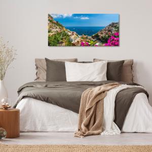 Lupia - Quadro moderno su Tela Canvas DEEP 65X143 cm, con paesaggi e localismi italiani, per casa, soggiorno, capezzale camera da letto, hotel, ufficio, NAPOLI - POSITANO MARE                 del brand Lupia, categoria: Arredo e decorazioni > Quadri e Tele > Quadri cittÃ  e Localismi.