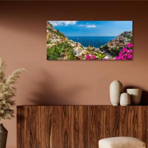 Lupia - Quadro moderno su Tela Canvas DEEP 65X143 cm, con paesaggi e localismi italiani, per casa, soggiorno, capezzale camera da letto, hotel, ufficio, NAPOLI - POSITANO MARE                 del brand Lupia, categoria: Arredo e decorazioni > Quadri e Tele > Quadri cittÃ  e Localismi.