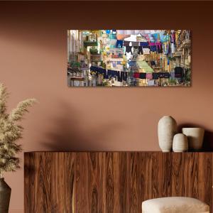 Lupia - Quadro moderno su Tela Canvas DEEP 65X143 cm, con paesaggi e localismi italiani, per casa, soggiorno, capezzale camera da letto, hotel, ufficio, NAPOLI - SCORCIO VICOLO                del brand Lupia, categoria: Arredo e decorazioni > Quadri e Tele > Quadri cittÃ  e Localismi.