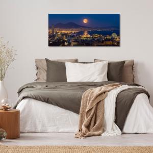 Lupia - Quadro moderno su Tela Canvas DEEP 65X143 cm, con paesaggi e localismi italiani, per casa, soggiorno, capezzale camera da letto, hotel, ufficio, NAPOLI - VESUVIO LUNA NOTTE            del brand Lupia, categoria: Arredo e decorazioni > Quadri e Tele > Quadri cittÃ  e Localismi.